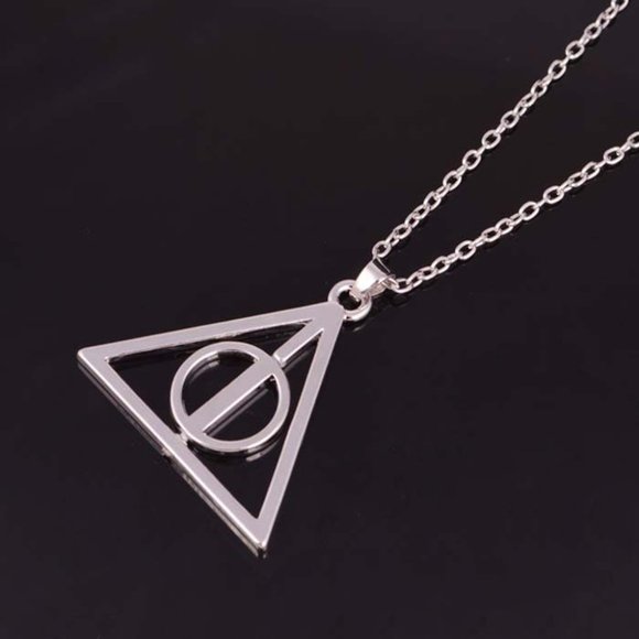 Silver Deathly Hallows Necklace, HP Inspired, Fandom Necklace, Potter Fan! - Picture 6 of 7